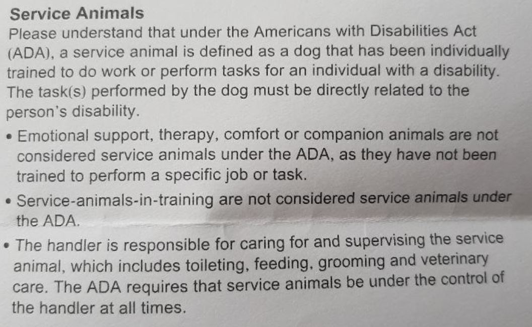 Visiting Attractions Guidelines on Service Animals vs. Emotional
